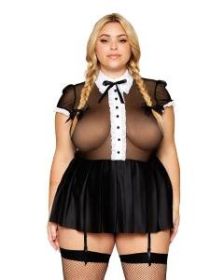 Miss Behavin Gothic Schoolgirl Costume Set Black Queen Size Q/S